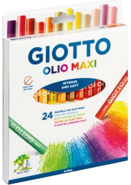Olio Maxi Yağlı Tebeşir Paketi, 24 Farklı Renk, Küçük Çocuklar Için Ideal