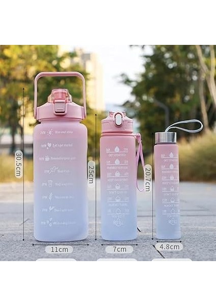 Su Matarası Motivasyonel 3lü Set Su Şişesi Suluk 2LT+900ML+500ML Tritan Spor Salonu Su Şişesi Suluk (Bpa Içermez) modelleri