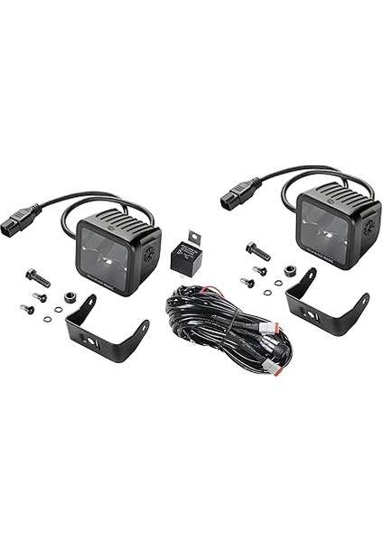 Led-Uzun Huzme Far Cube Kit 3.2" - 12/24V - 3000LM - Dörtgen - Spot Işıklandırma Sistemi - Kablo Uzunluğu: 500MM - Soket Modeli: Deutsch Soket - Takım - Miktar: 2 LED Lightbar modelleri