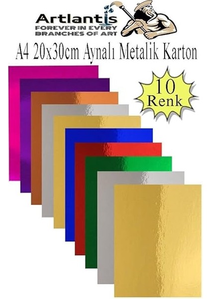 Metalik Aynalı Fon Kartonu A4 10 Renk 20X30 cm 1 Paket Okul Sınıf Dekoratif Pırıltılı Folyo Kağıt fiyatları