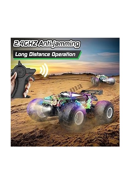 Uzaktan Kumandalı LED Işıklı 1:18 Ölçek Şarjlı Hız Yapan Arazi Aracı (K.yeşil) indirimleri