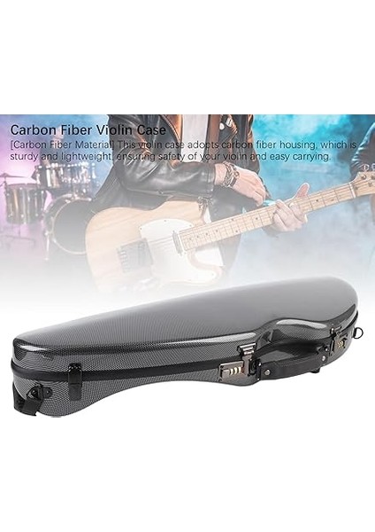 Tam Boy Keman Kılıfı, Higrometre Dahili Hafif Karbon Fiber Keman Kutusu, 4/4 3/4 1/2 1/8 Tam Boy Kemanlar Için Şifreli Kilitli ve Omuz Askılı Keman Müzik Çantası indirimleri