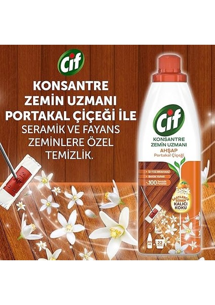 Konsantre Zemin Uzmanı Ahşap ve Laminant Parke Için Yüzey Temizleyici Portakal Çiçeği 895ML fırsatları