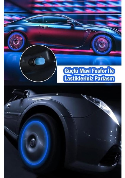 Mavi Fosforlu Lastik Sibop Kapağı Gece Parlayan Sibob Kapağı 4 Adet indirimleri