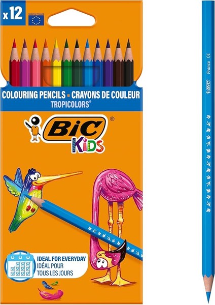 Kids Tropicolors Kuru Boya Kalemi 12 Renk, Kıymık Oluşturmaz, Ağaç Kesilmeden Üretilmiştir, Çiğnemeye Dayanıklı