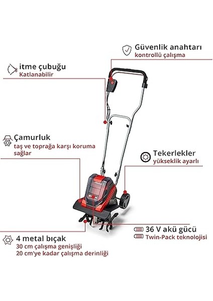 Ge-Cr 30 Li - Solo, Akülü Çapalama Makinesi (Akü ve Şarj Cihazı Dahil Değildir) - 3431200 modelleri