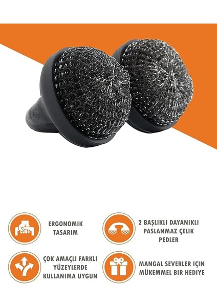 Premium Bbq Izgara Fırçası, Kolay Tutma Özelliği ile Çift Pedli Paslanmaz Çelik Temizleyici 1710 fiyatları