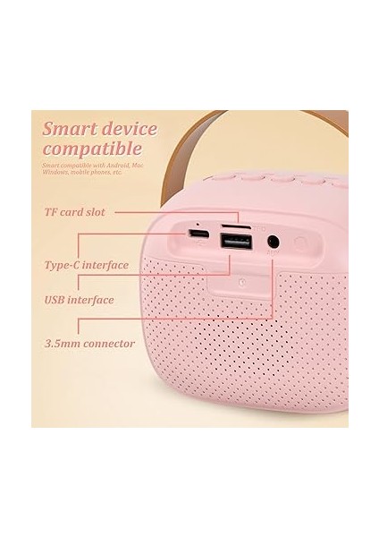 Makinesi, 2 Karaoke Mikrofonlu, Mini Karaoke Makinesi, LED Işıklı, Taşınabilir Kablosuz Bluetooth Hoparlör, Aile Doğum Günü Kutlaması Için Bluetooth Müzik Hoparlörü modelleri