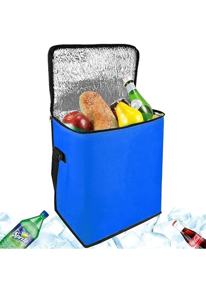 25 Litre Termal Soğuk Tutucu Çanta Termo Piknik Çantası Termos Buzluk Oto Buzluğu Plaj Deniz Kamp Serin Tutan Araba Araç Mavi