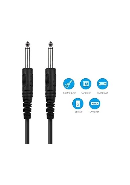 Kablosu Siyah Ses Kablosu Elektrik Gitar Bas Klavye Için 1/4 Inç Ila 1/4 Inç Ts Düz Fişler, 1m/3.3ft modelleri