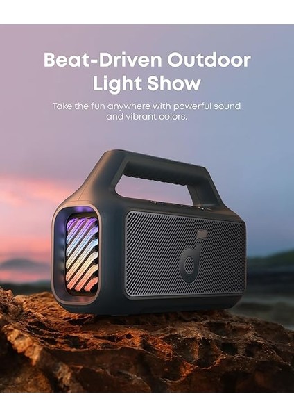 By Anker Boom 2 Bluetooth Hoparlör, 24 Saat Çalışma Süresi, 80W, Rgb, 2.1 Stereo, Ipx7, Bassup 2.0, Özelleştirilebilir Eq, Mavi indirimleri