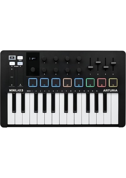 Minilab 3 Black, Klavye, Siyah Beyaz