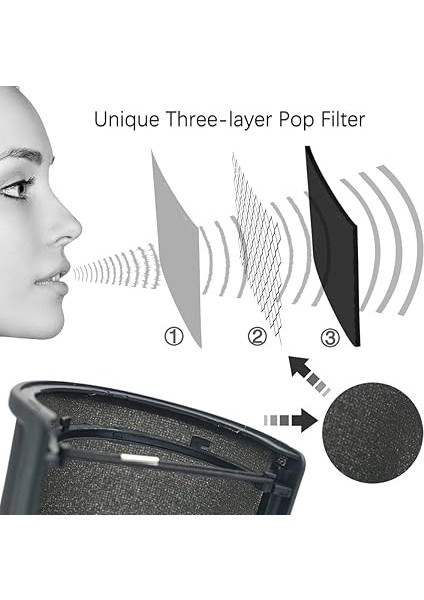 Mikrofon Mikrofon Pop Filtre Köpük Katmanlı Ön Cam Rüzgar Koruması Stüdyo Için Rüzgar Koruması modelleri