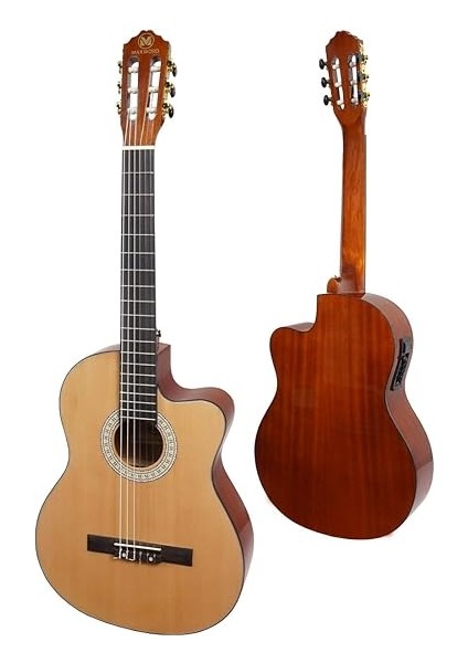 X50-EQ-AMP Profesyonel Masif Ağaç Amfili Elektro Klasik Gitar Seti Üst Segment indirimleri