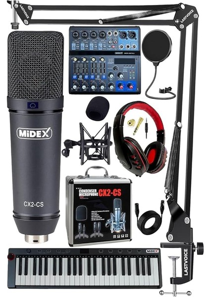 Ekipmanları Midi Live Paket-5 Ses Kartlı Mikser Midi Klavye Cx2 Mikrofon Kulaklık