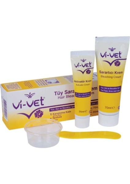 Tüy Sarartıcı Krem 3lü Set Aktivatör Krem 35 ml + Tüy Sarartıcı Krem 70 ml + Karıştırma Kabı