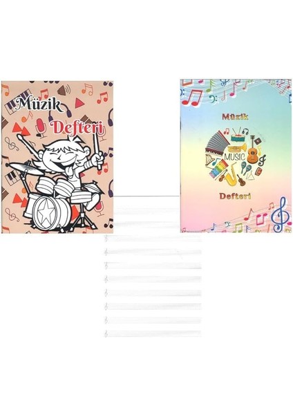 Defteri Büyük Boy A4 40 Yaprak Karton Kapak Sol Anahtarlı Kareli Müzik Defteri 1 Adet Ten Rengi