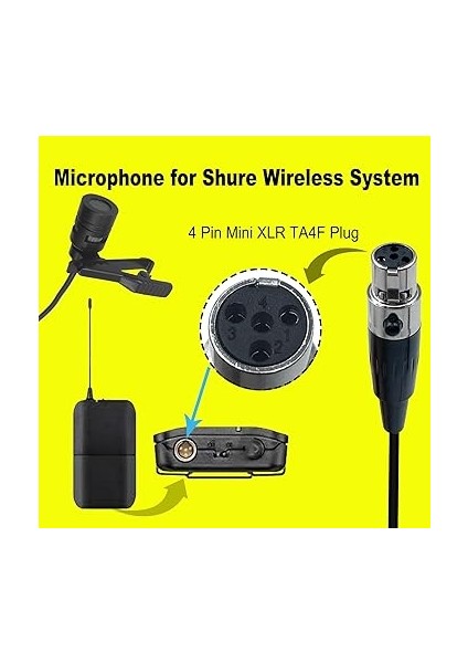 Shure Glxd1, Pgx1, Sc1, Slx Kablosuz Verici, Çok Yönlü Kondenser Mikrofon (Mini Xlr TA4F Fiş) ile Uyumlu Kravat Mikrofonu fiyatları