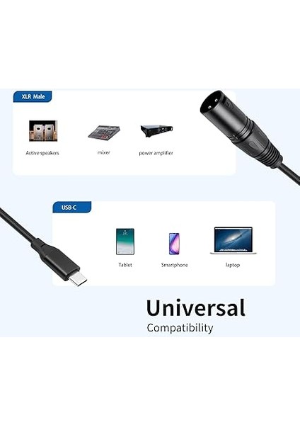 USB C Xlr Erkek Kablo, USB Tip C - Xlr Erkek Çıkış Kablosu, USB C Mikrofon Kablosu USB Tip-C Erkek - Xlr Erkek Kanal Kablosu Konnektörü Amplifikatör, Hoparlör, Mikser Konsolu Vb, 10FT fiyatları