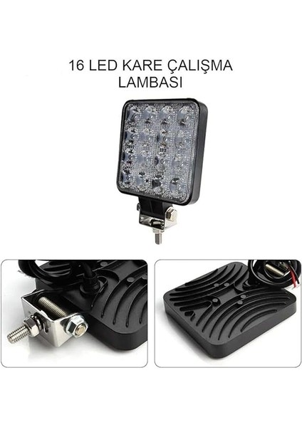 Group (7301) 2 Adet 16 Ledli Off Road Sis Farı Çalışma Lambası 12 Volt ile Uyumlu modelleri
