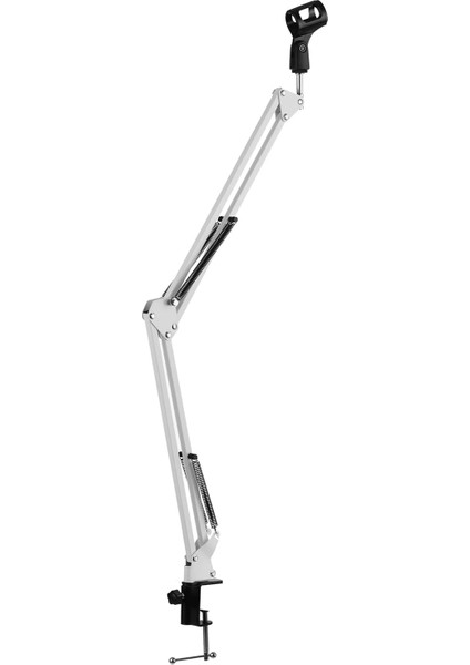 Mikrofon Standı Masaüstü Tembel Stand Geri Çekilebilir Stand Mikrofon Klipsli Beyaz