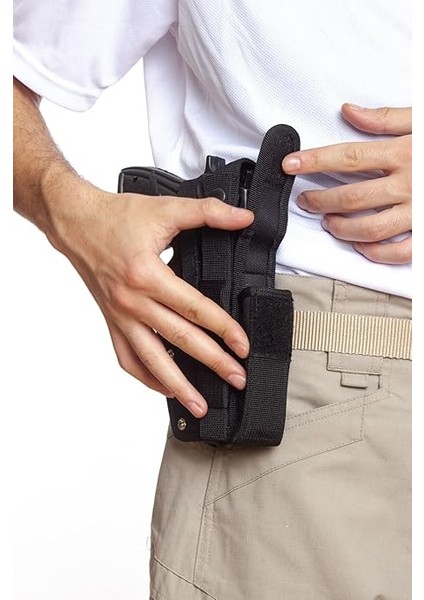 Askeri Malzeme Sağ El Siyah Renkli Çift Emniyetli Şarjörlüklü Airsoft Palaskaya Kemere Geçirmeli Impertex Silah Kılıfı indirimleri