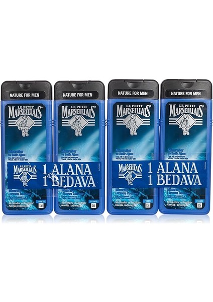 Petit Marseillais Duş Jeli Men Serisi Mineral ve Sedir Ağacı (4 x 400 Ml)