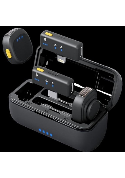 Kablosuz Yaka Mikrofonu Çiftli – 48KHZ Hd Ses, Aı Çift Gürültü Engelleme, 50M Çekim Mesafesi, 1 Sn Otomatik Eşleşme, Taşınabilir Şarj Kutulu, (Lightning/type-C Alıcı) | D07