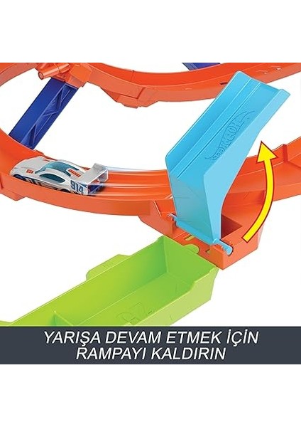 Wheels Bumerang Çemberli Yarış Pisti Hot Wheels Bumerang Çemberli Yarış Pisti, 1:64 Ölçekli Oyuncak Araba, Kolayca Saklanabilir HTK16 indirimleri