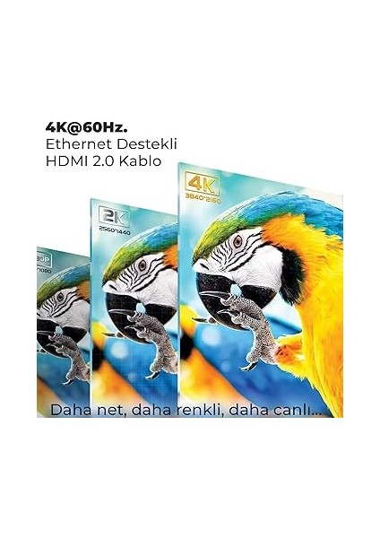 NHD05 4K@60Hz Yüksek Hızlı HDMI & Ethernet Kablosu, 18GBPS Veri Aktarım Hızı, HDMI 2.0, Full Hd 3D Ready Teknolojisi, Pvc Kaplama, Bilgisayar Monitörü, UHD Tv, Ps5, Ps4 Uyumlu 5 Metre Kablo fiyatları