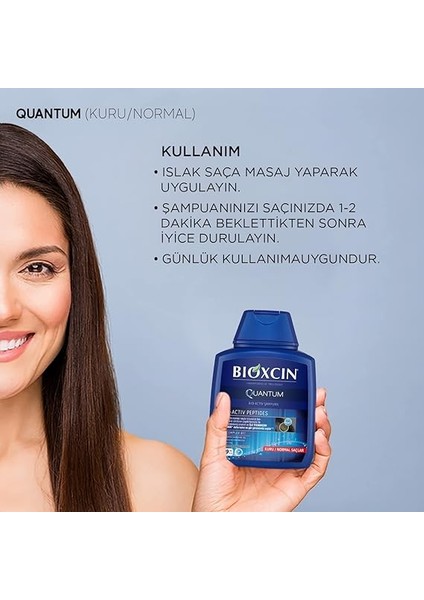 Quantum Şampuan – Kuru ve Normal Saçlar Için – 3X300 ml – Dökülme ve Incelme Karşıtı – Bio-Activ Peptit, Biocomplex B11, Bal ve Mentol Içerikli modelleri