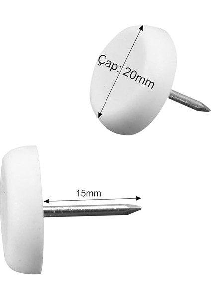 Çivili Masa Sandalye Koltuk Mobilya Ünite Zemin Koruyucu Plastik Papuç 25 Adet Çap 20 mm fiyatları