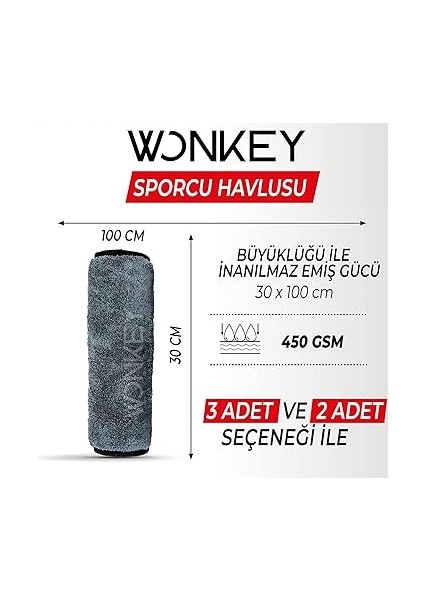 Sporcu Fitness Antreman Havlusu 30X100 Cm, Ultra Hafif ve Hızlı Kuruyan Mikrofiber Spor Havlu, Gym Boks Pilates Tenis Havlusu (3 Adet 30X100, Gri) fiyatları