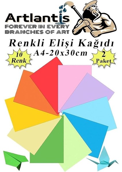 Elişi Kağıdı A4 10 Renk 2 Paket El Işi Kağıdı 10 Lu Kreş Ana Sınıfı Okul Öncesi Sınıf Malzemesi