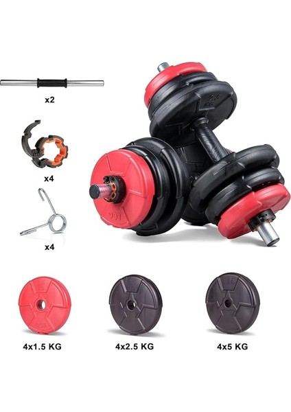 36 kg Dambıl Seti Kırmızı Siyah (2x 18KG) fiyatları