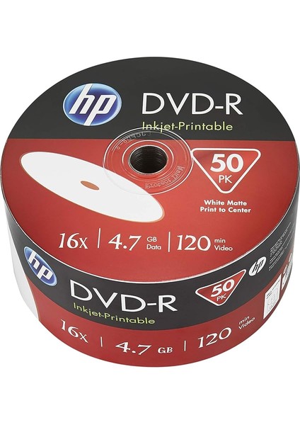 Dvd-R Hp 4,7 GB (120 Dk) 16X Inkjet Yazdırılabilir 50 Milli Toplu