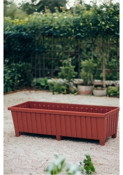 Home Dekoratif Balkon Saksısı 26 Litre 6 Ayaklı Cafe Otel Saksı Büyük Saksı Kahverengi 26X75X21 cm Kahverengi
