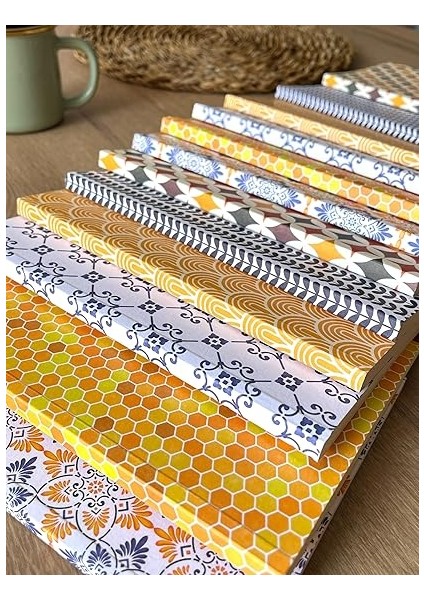 Tanıtım Amerikan Ciltli, A5 Çizgili Not Defteri, 64 Yaprak, 90 Gr. Ivory Kağıt, 6 Farklı Kapak Tasarımı, Ofis Için Ideal, Planlayıcı (Mediterranean Pattern Kapak Tasarımı I) fırsatları