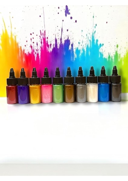 Bazlı Parlak Sıvı Sedefli Pigment 10 Renk x 30 gr