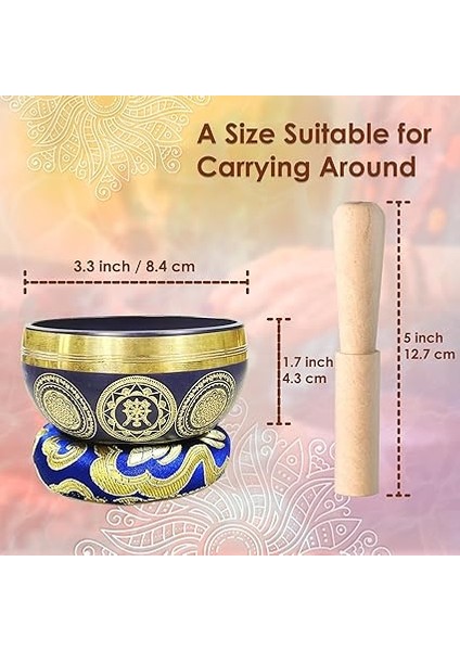 Tibet Ses Çanağı Seti, Farkındalık ve Stres Azaltma, Zen Dekoru, Şifa ve Farkındalık Için Nepal'de El Yapımı Kase (Koyu Mavi, 3 Inç) fırsatları