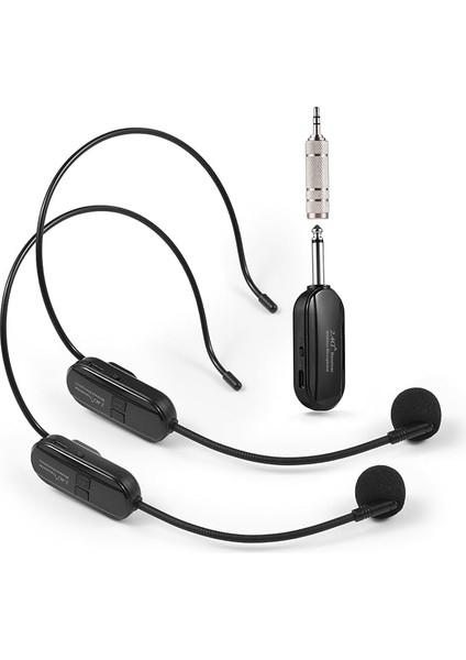 2.4g Kablosuz Mikrofonlu Kulaklık 164 Ft Menzilli Kulaklık Mikrofonu ve El Mikrofonu 2'si 1 Arada Profesyonel Ses Amplifikatörü Karaoke Hoparlörü Amplifikatörü Pa Sistemi Öğretimi Için Kulaklı