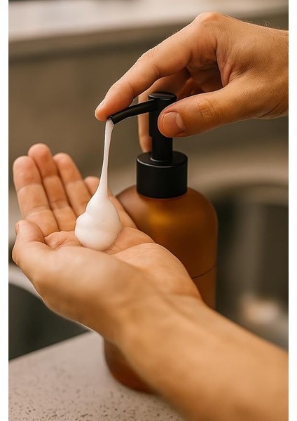 Bulaşık Deterjanlık ve Sabunluk Seti Bambu Tepsili Şık Ikili Set Siyah Beyaz Modern Tasarım Kompozit Malzemeli Mutfak Tezgah Üstü Organizer (Amber Vintage) modelleri