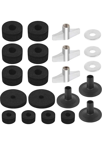 21 Adet Davul Keçe Ped Seti, Zil Standı Keçeleri Kaymaz Yedek Aksesuarlar Komple Set