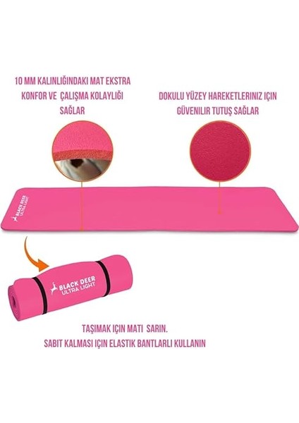 Deer Ultra Light Pilates Yoga Kamp Matı Egzersiz Minderi Kaymaz Taban 180X55 cm 10 mm fiyatları