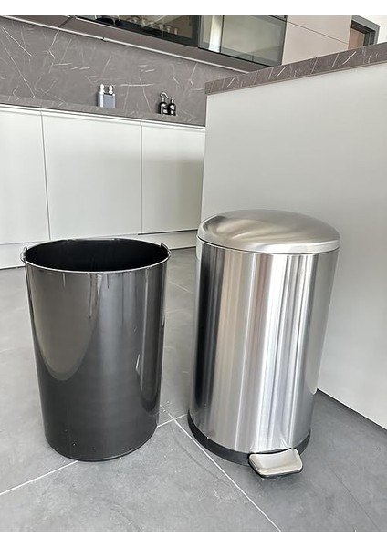 ME903006BOMBE Kapaklı Çelik Çöp Kovası 30LT Fırçalı, Siyah fiyatları