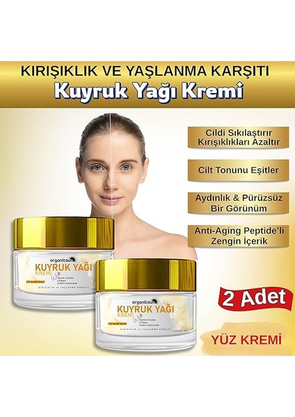 Kuyruk Yağı Kremi 2'li Set | Kırışıklık & Yaşlanma Karşıtı Anti Aging Yüz Bakım Kremi 50ML - Collagen Ilaveli, Nemlendirici Etki fiyatları
