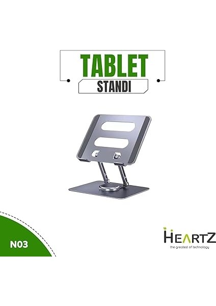 360 Derece Sonsuz Pozisyonda Dönebilen Katlanabilir Metal Alaşımlı Yükseklik ve Açı Ayarlı Kaydırmaz Tablet Notebook ve Laptop Standı (Tablet Standı N03) indirimleri