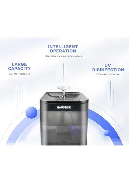 WF004 Akıllı Kedi Köpek Su Sebili Su Şelalesi Su Pınarı, Uv Su Filtrelemeli - Smart Wifi - Tuya App, Bpa Içermez,ultra Sessiz (Siyah) modelleri