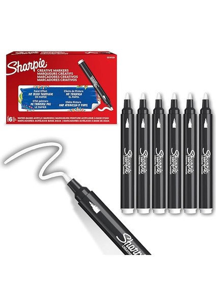 Akrilik Markör, Yuvarlak Uç, Beyaz