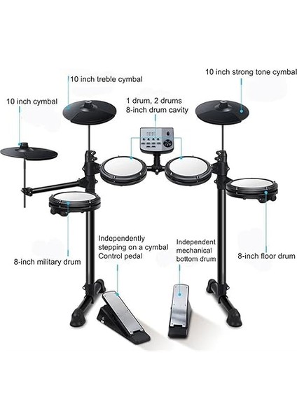 Electronic Drums Portable And Foldable 4 Drum 3 Cymbal All-Mesh Electronic Drum Kit With 165 Timbres 30 Songs fırsatları